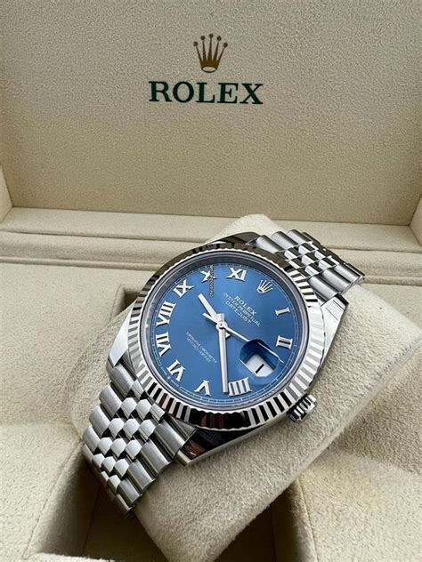 rolex datejust azzurro blue roman|2021 rolex datejust 41.